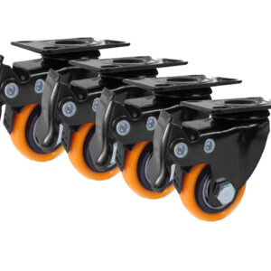 Rodachines De 2 Giratorio Con Freno Naranja 80k X 4 Unidades